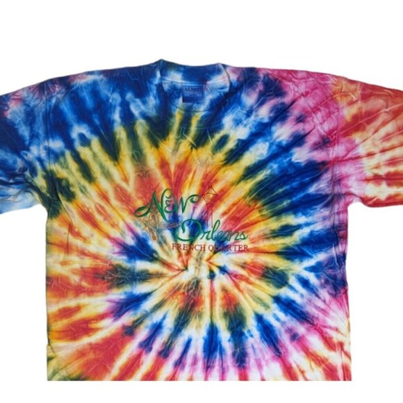 New Orleans NOLA French Quarter Tie Dye Crew Neck T-Shirt - Picture 1 of 4